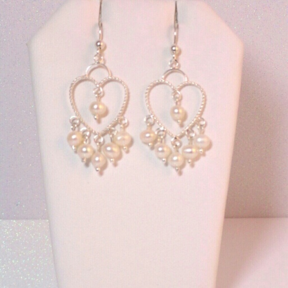 Sterling Silver Freshwater Pearl Dangle Earrings - Picture 4 of 4